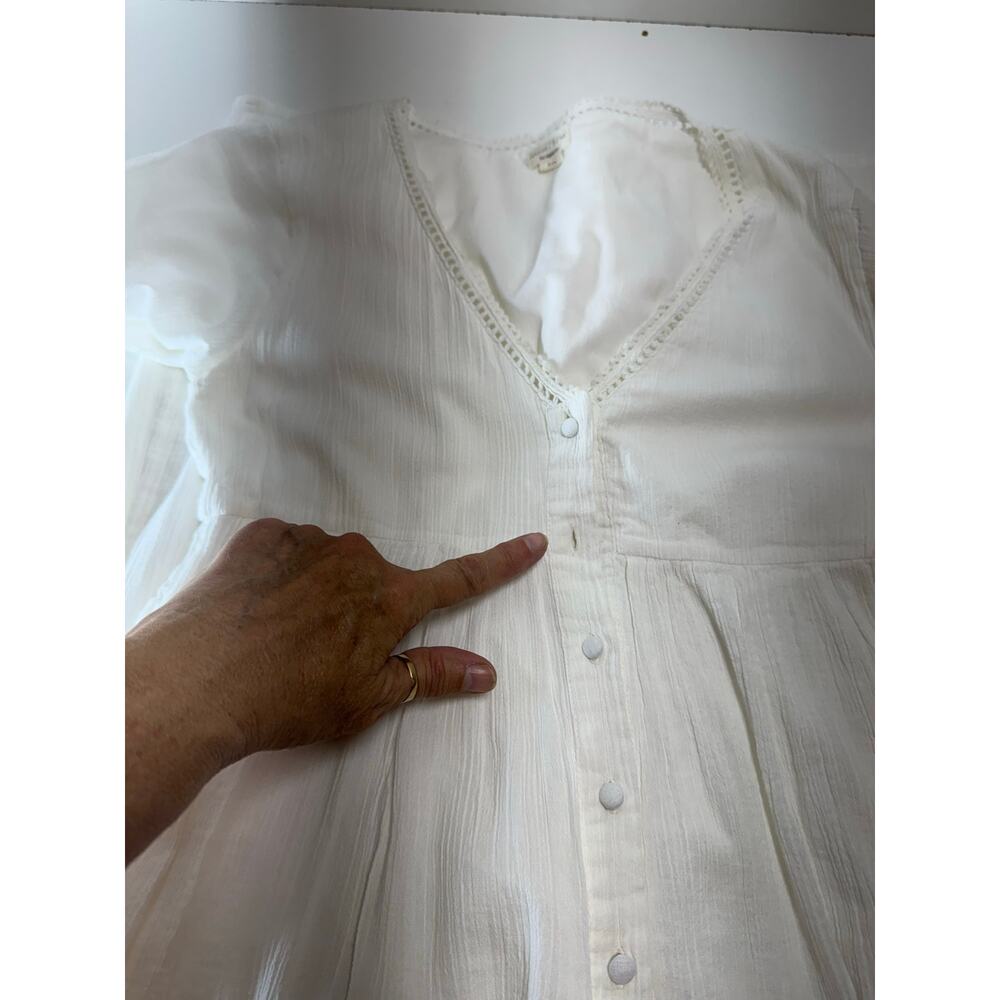 Louise Misha Women’s Sz 40 US Sz 8 Dress White Organic Gauzy Cotton Boho FLAWS - Picture 8 of 13